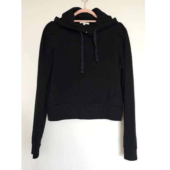 Z Supply Logan Pleated Puff Sleeve Light Fleece Cropped Hoodie L - Picture 2 of 7